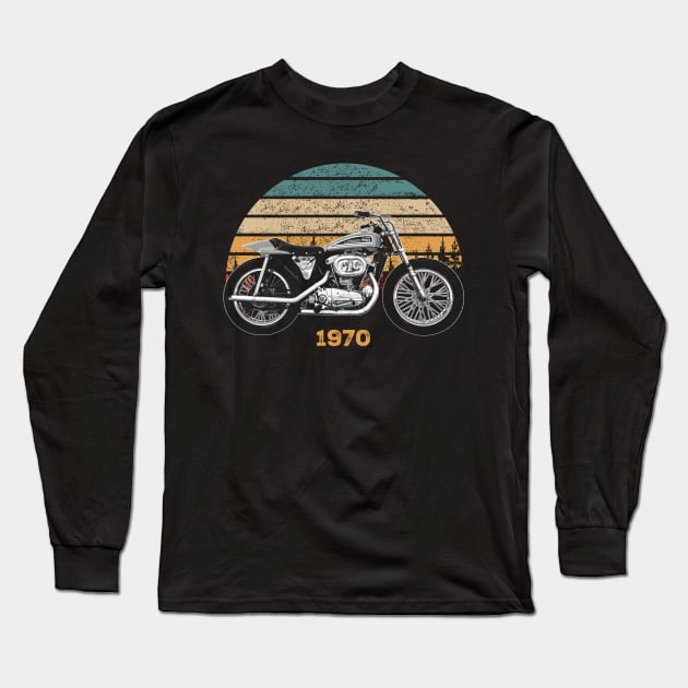 1970 Harley-Davidson XR750 Vintage Motorcycle Design Long Sleeve T-Shirt by Madisen Harvey